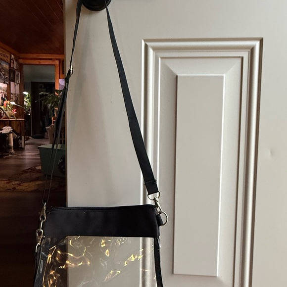 Handbags - Clear Crossbody Bag with Black Strap